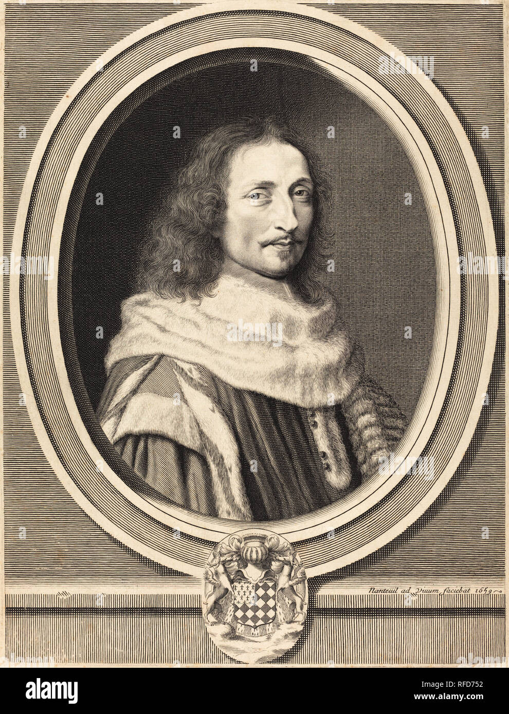 Guillaume de Lamoignon. Dated: 1659. Medium: engraving. Museum: National Gallery of Art, Washington DC. Author: Robert Nanteuil. Stock Photo