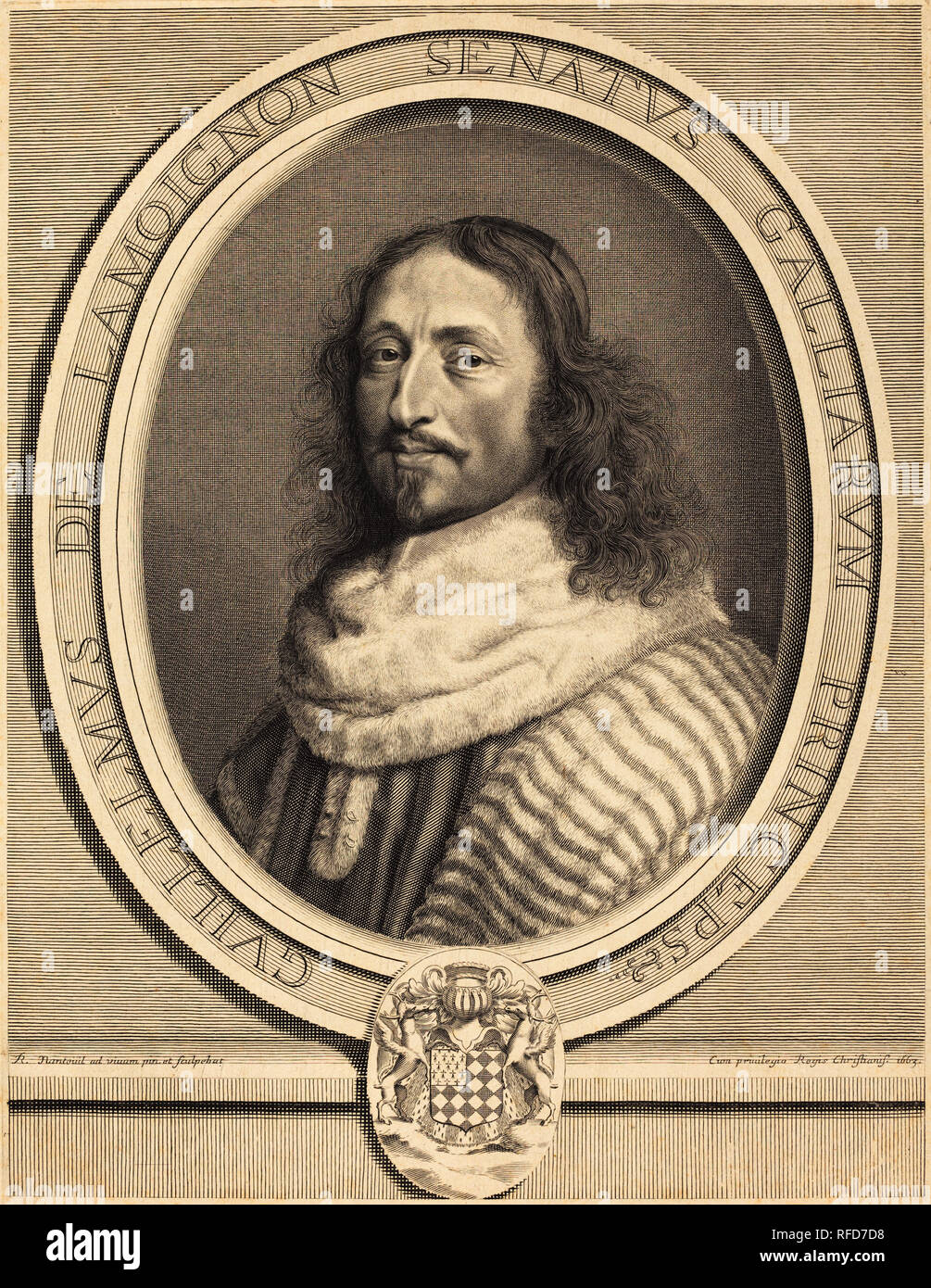Guillaume de Lamoignon. Dated: 1663. Medium: engraving. Museum: National Gallery of Art, Washington DC. Author: Robert Nanteuil. Stock Photo