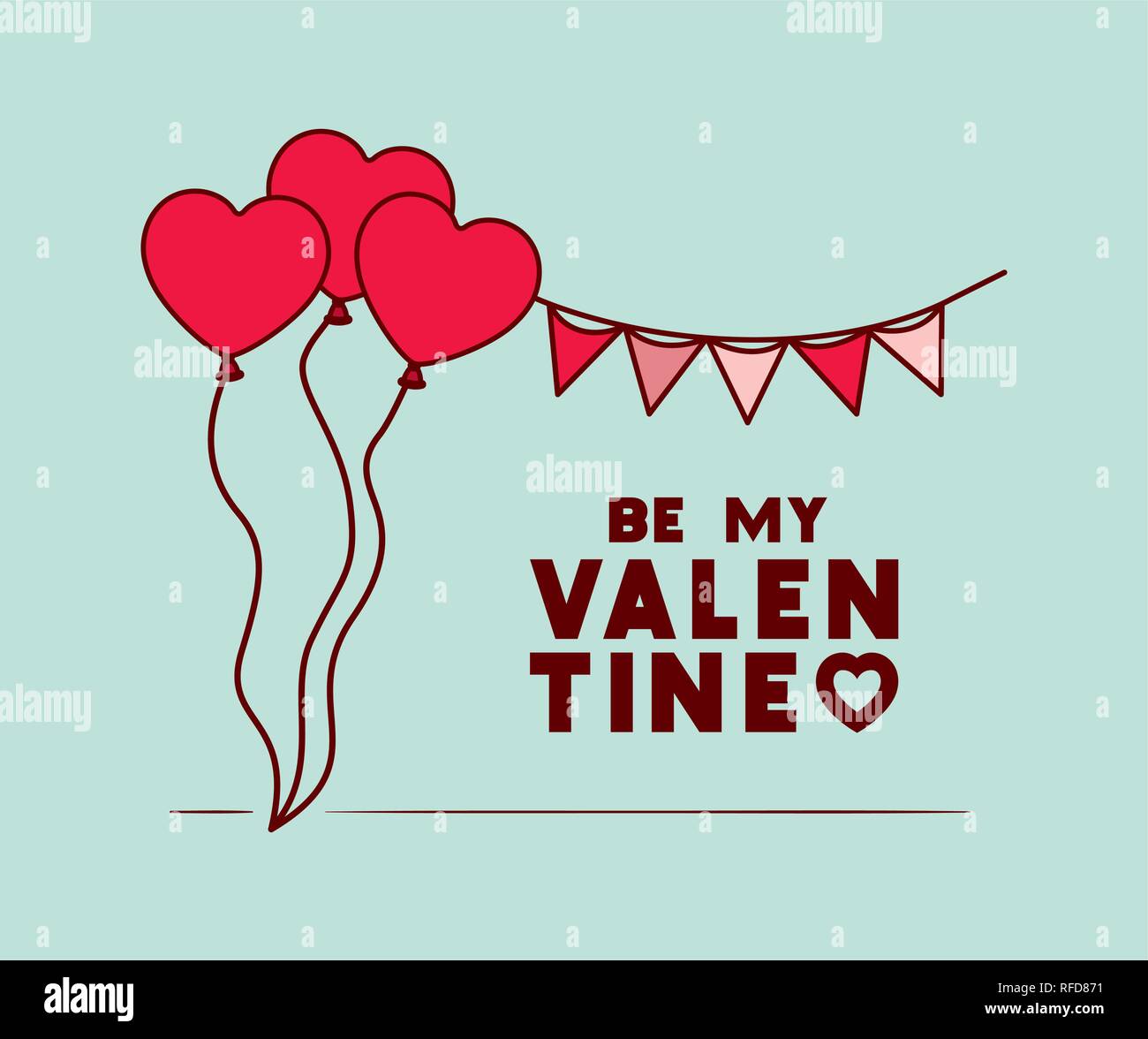 happy valentines day card with balloons helium Stock Vector Image & Art ...