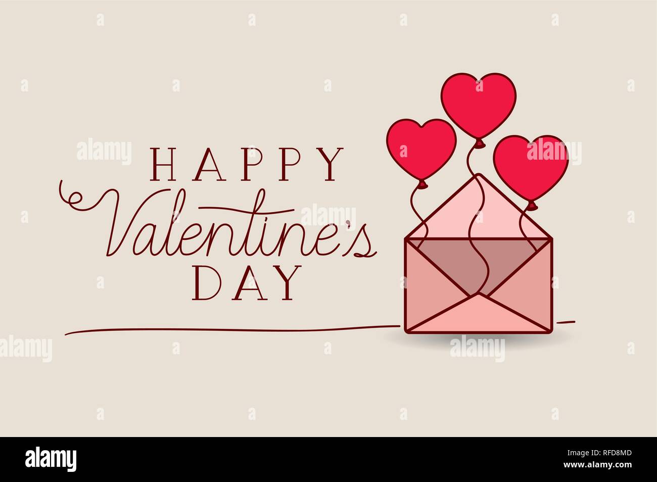 happy valentines day card with envelope Stock Vector Image & Art - Alamy