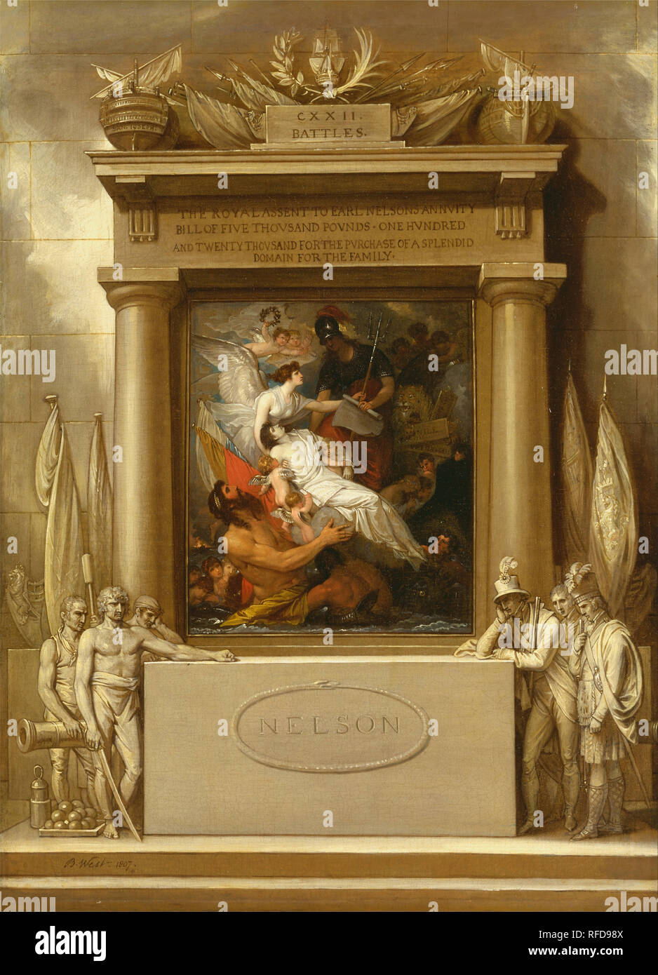 The Apotheosis of Nelson. Date/Period: 1807. Painting. Oil on canvas. Height: 1,003 mm (39.48 in); Width: 737 mm (29.01 in). Author: Benjamin West. WEST, BENJAMIN. Stock Photo