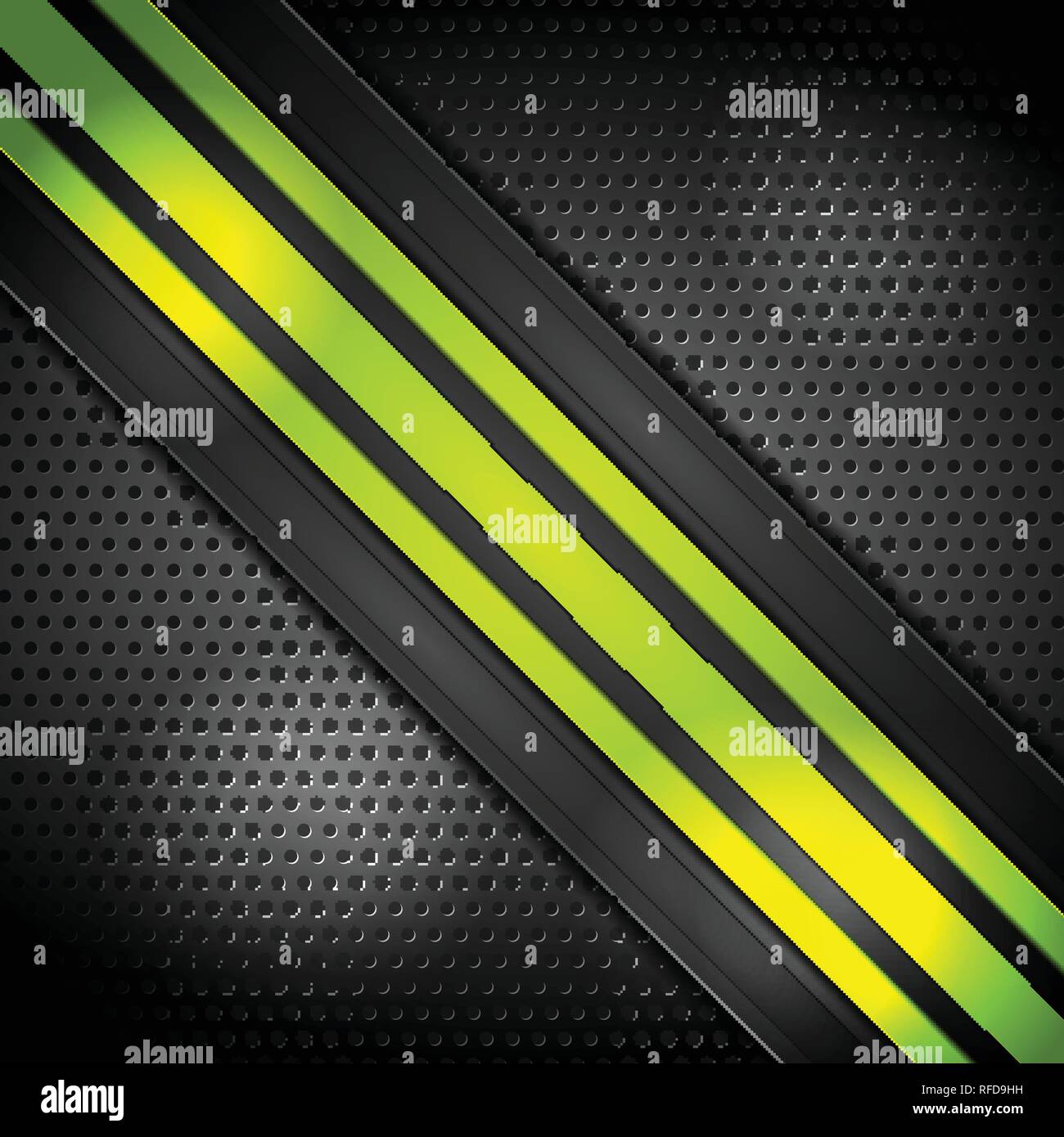 Green bright stripes on perforated background. Vector corporate design Stock Vector