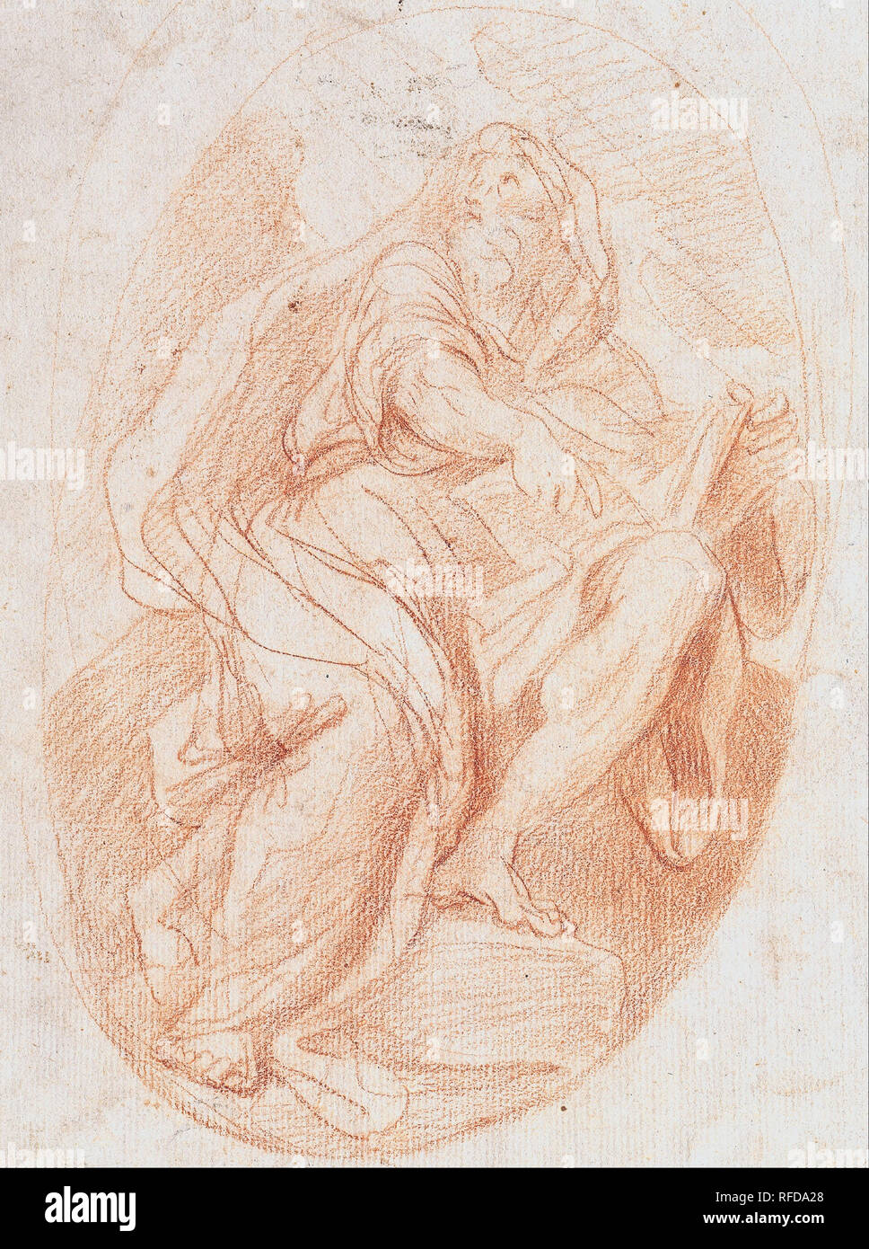 The Prophet Baruch. Date/Period: 1718. Red chalk. Rötel. Height: 265 mm (10.43 in); Width: 205 mm (8.07 in). Author: FRANCESCO TREVISANI. Stock Photo