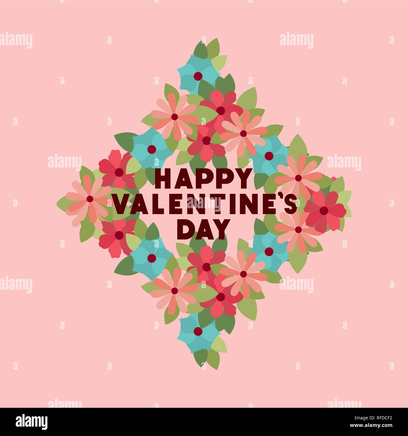 happy valentines day card with floral frame Stock Vector Image & Art ...