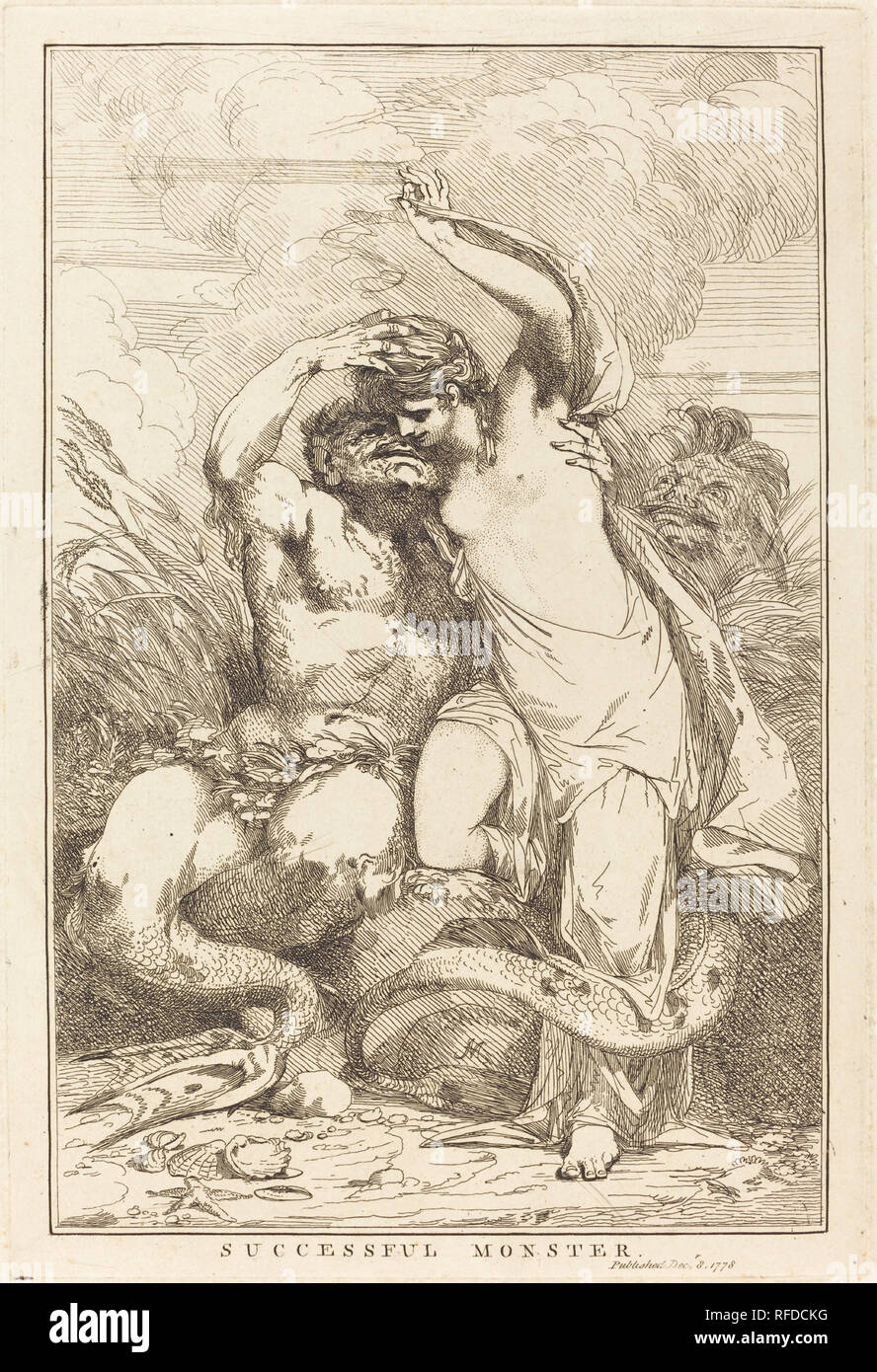 Successful Monster. Dated: 1778. Dimensions: plate: 30 x 20.2 cm (11 13/16 x 7 15/16 in.)  sheet: 41 x 29.2 cm (16 1/8 x 11 1/2 in.)  overall (mat size): 40.6 x 55.9 cm (16 x 22 in.). Medium: etching. Museum: National Gallery of Art, Washington DC. Author: John Hamilton Mortimer. Stock Photo