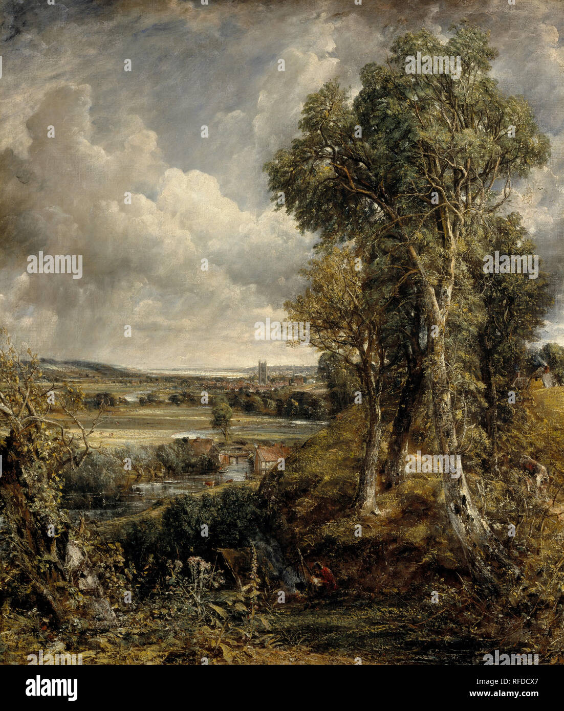 The Vale of Dedham. Date/Period: 1828. Painting. Oil on canvas. Height: 1,220 mm (48.03 in); Width: 1,445 mm (56.88 in). Author: John Constable. Stock Photo