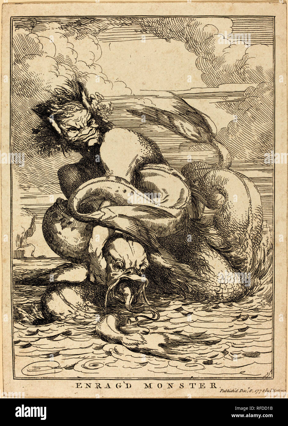 Enrag'd Monster. Dated: 1778. Medium: etching. Museum: National Gallery of Art, Washington DC. Author: John Hamilton Mortimer. Stock Photo
