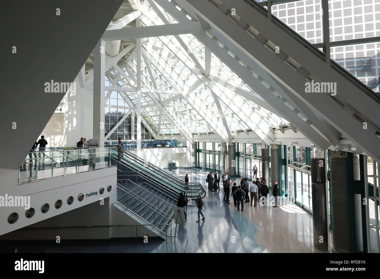 Interior of Los Angeles Convention Center. Located in the heart of LA, the LACC is the preeminent destination for meetings, conventions, and special e Stock Photo
