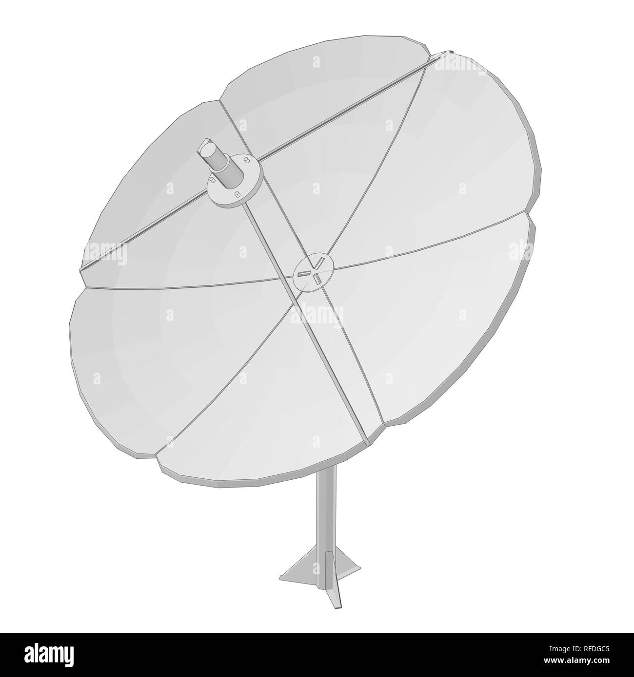 Satellite dish. Model of detailed satellite dish on a white background