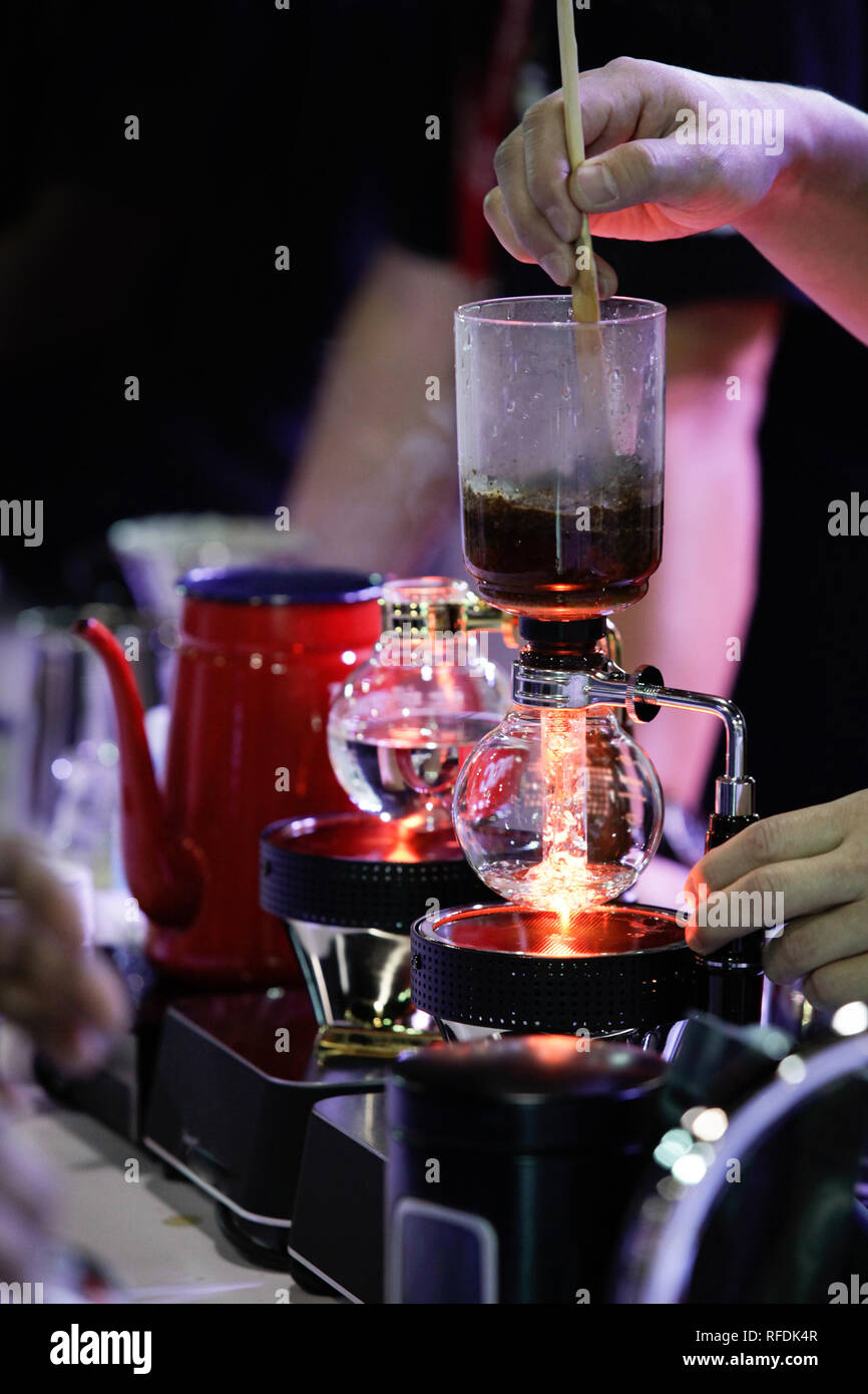 Syphon Coffee Maker Cafe coffee, Coffee Shop Work Stock Photo Alamy