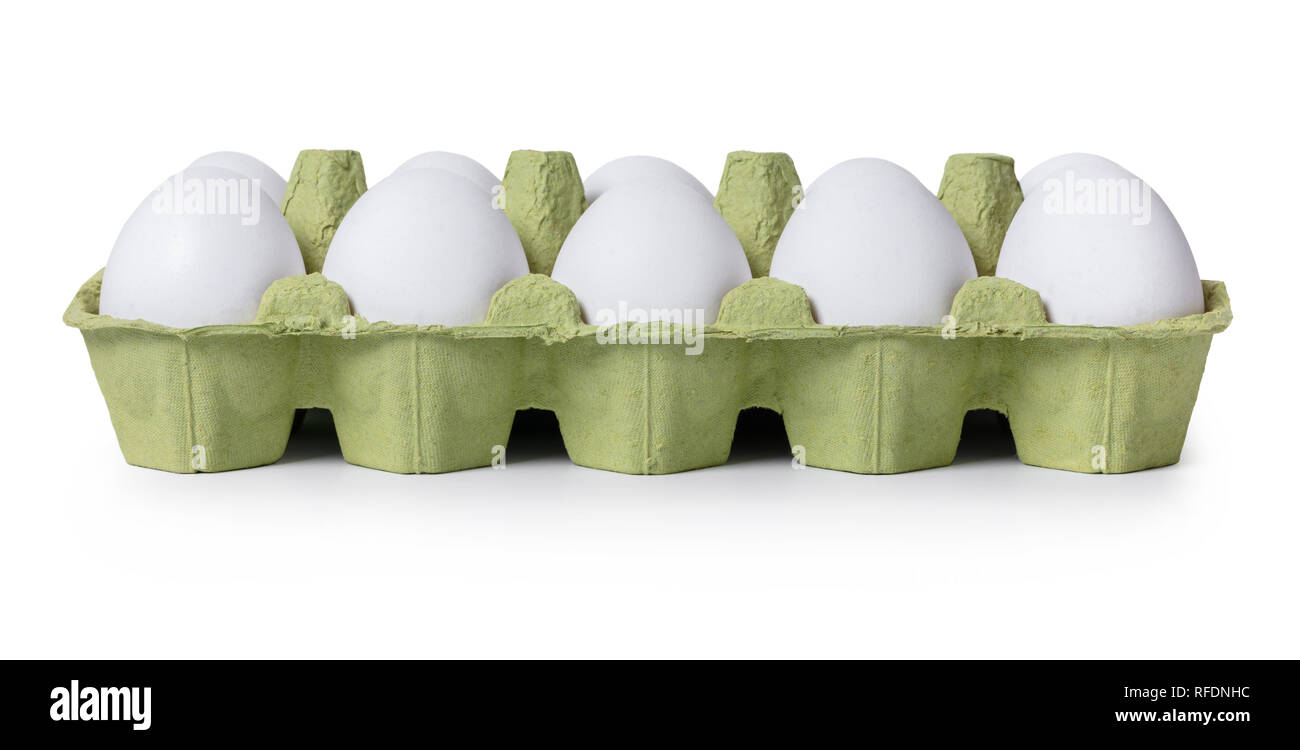 chicken eggs in the package on a white isolated background Stock Photo ...