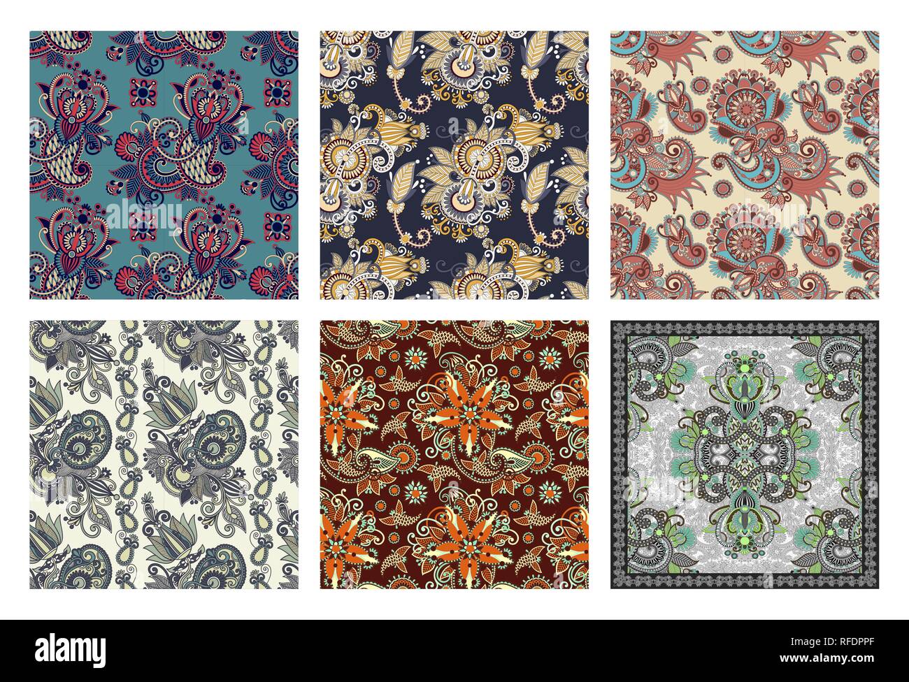 set of vintage floral seamless paisley pattern Stock Vector Image & Art ...
