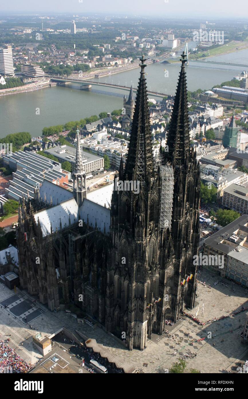DEU, Germany, Cologne : Areal View of the city center. Cathedral. | Stock Photo