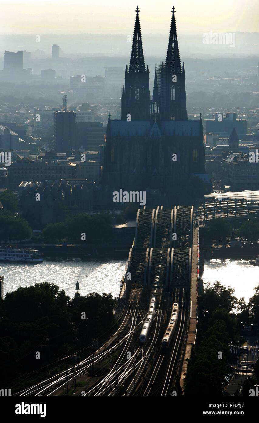 DEU, Germany, Cologne : Areal View of the city center. Cologne cathedral. | Stock Photo