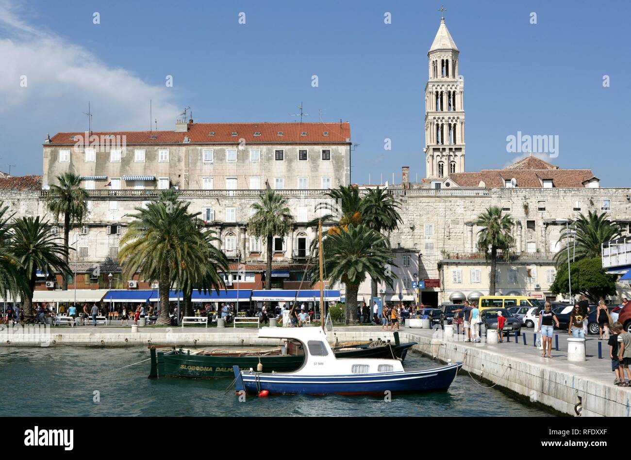 Old part of town, tower of the Sveti Duje cathedral, Split, Middle Dalmatia, Croatia Stock Photo