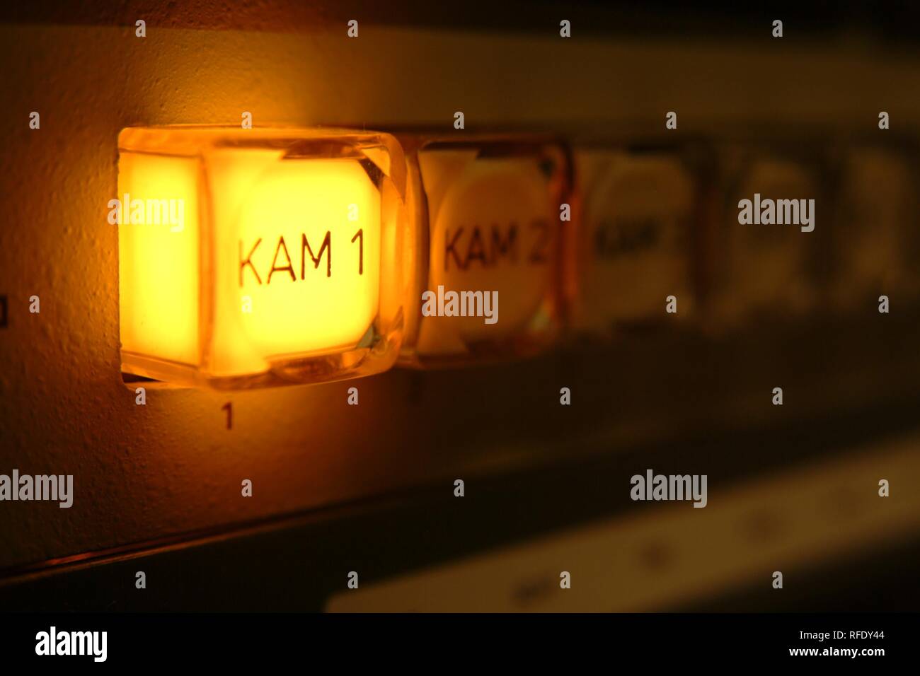 Signal light, TV control room in a TV Studio, Germany Stock Photo Alamy