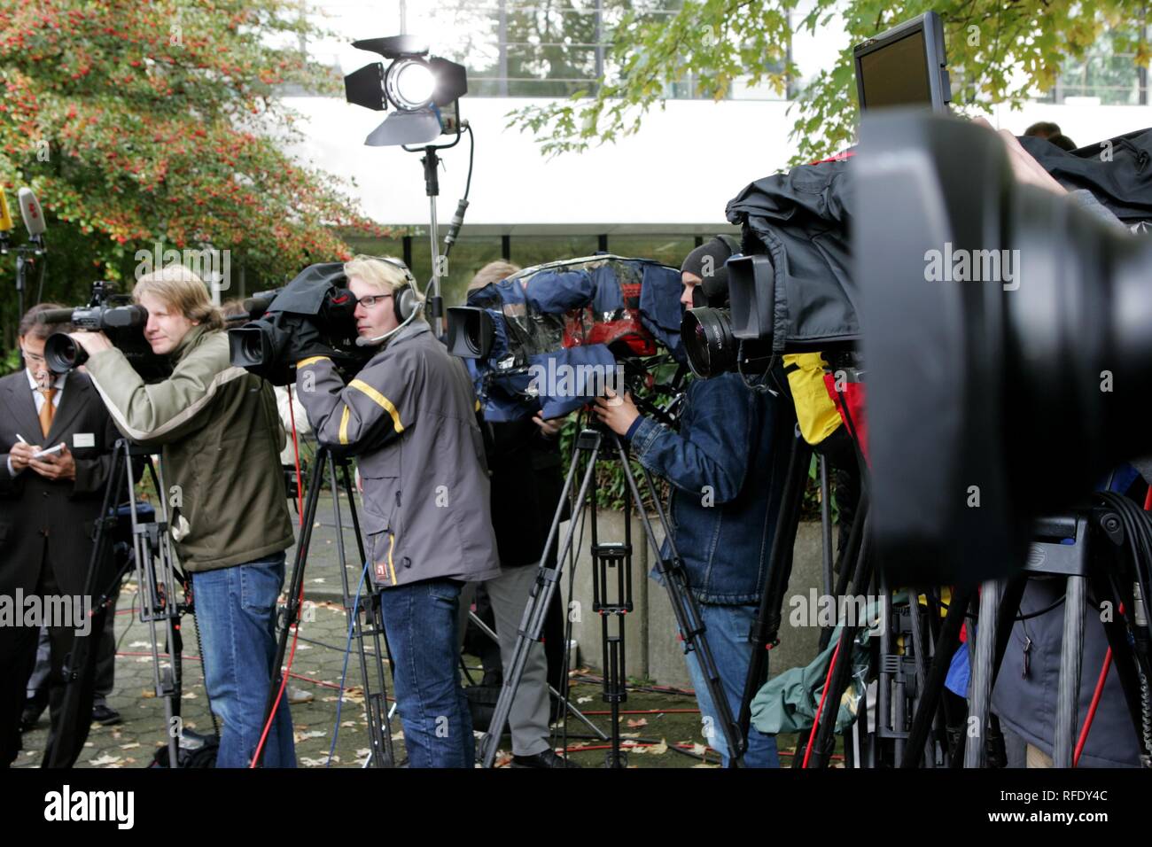 Camera teams of different german TV stations, Germany Stock Photo Alamy