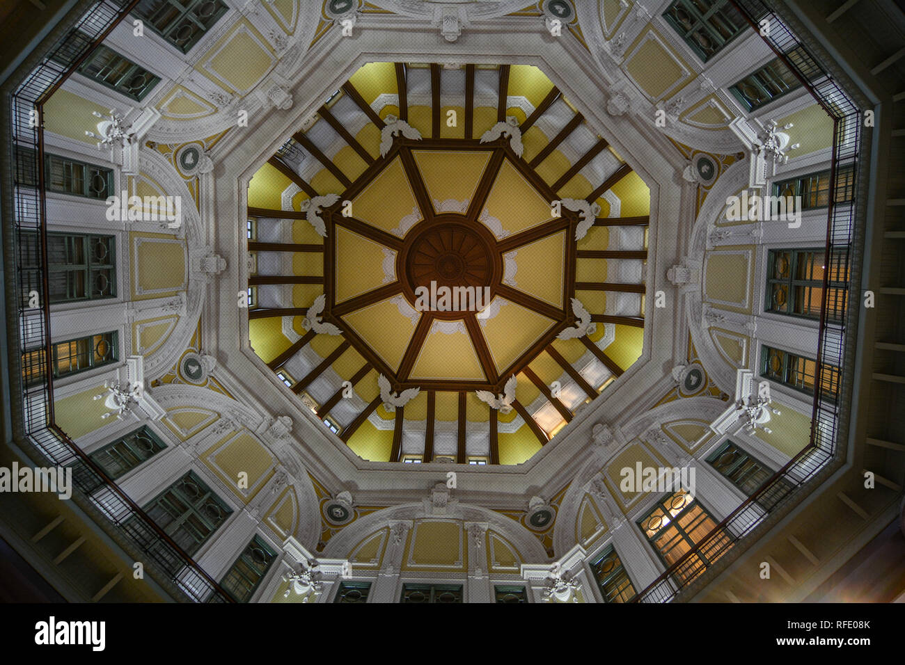 Tokyo, Japan - Dec 31, 2015. Interior of Tokyo Station and one of the restored rooftop domes that was destroyed by B-29 firebombing in 1945. Stock Photo
