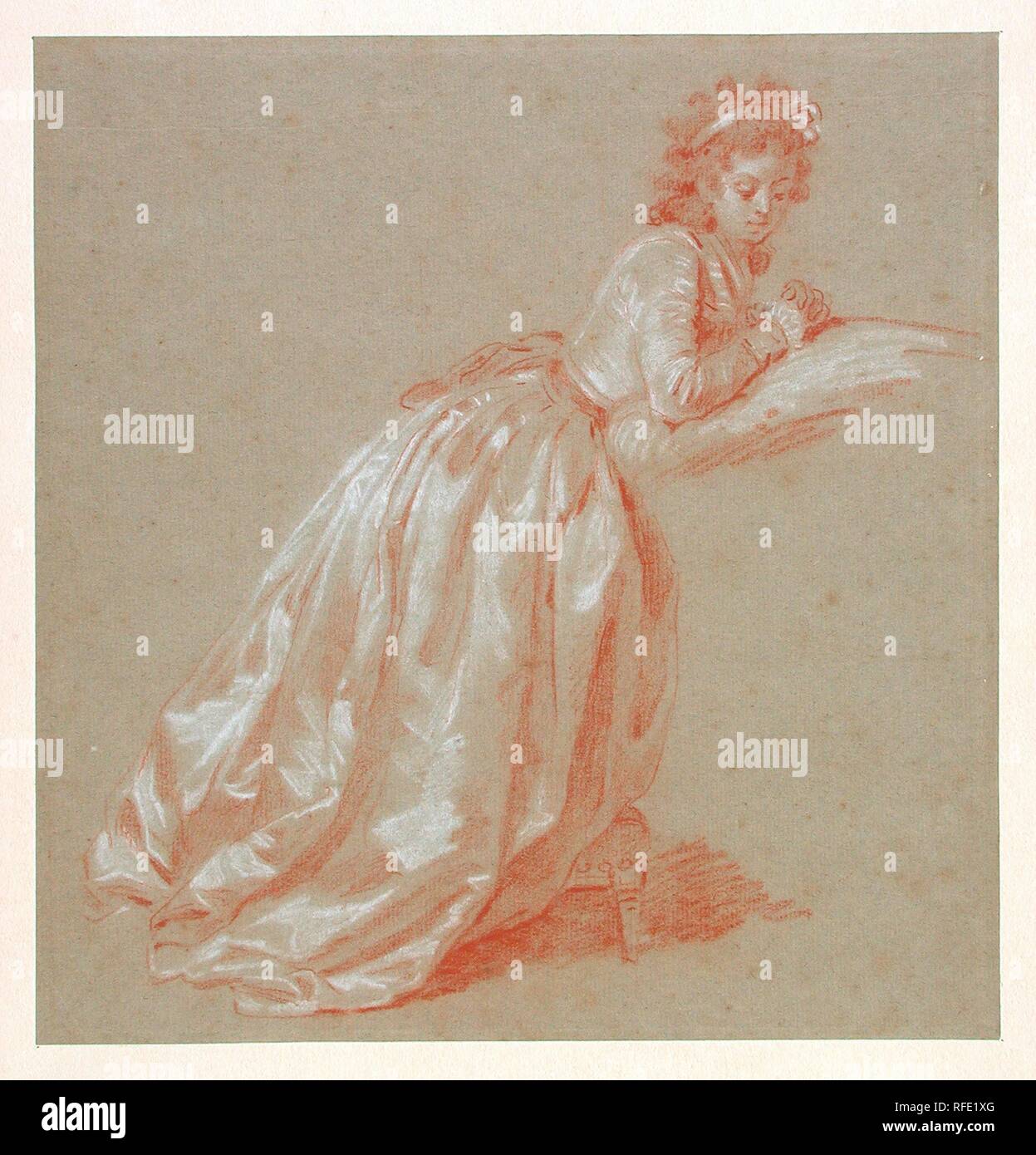 Young woman kneeling. Museum: Musée des Beaux Arts, Orléans. Author: GERARD, MARGUERITE. Stock Photo