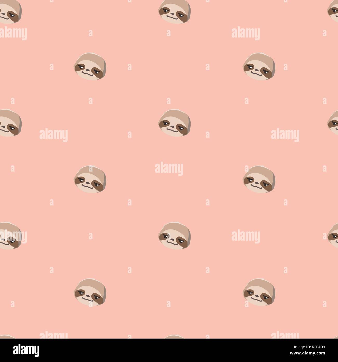 Pattern with cute cartoon sloths. Stock Vector
