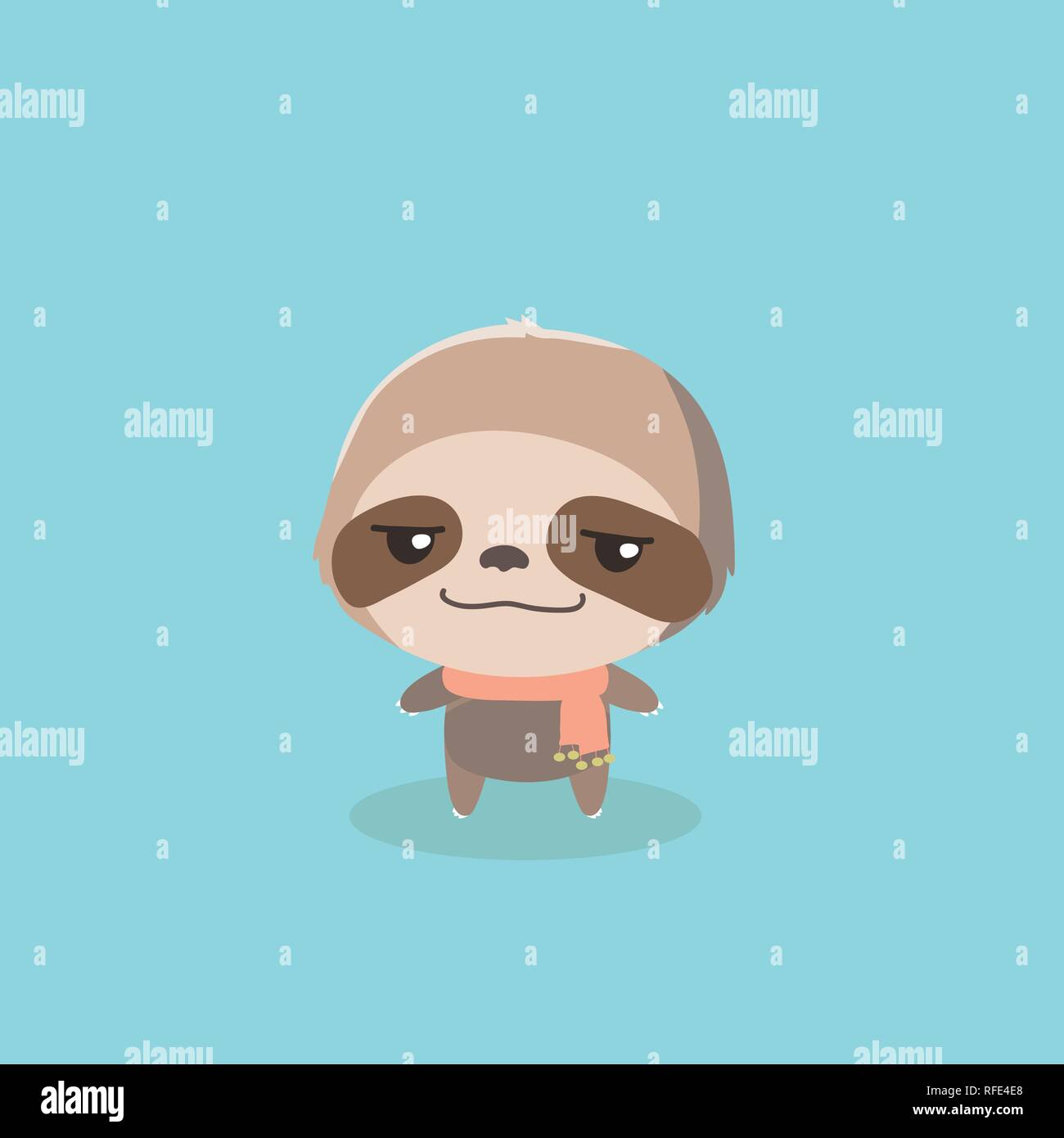 cute sloth on pastel background. Stock Vector