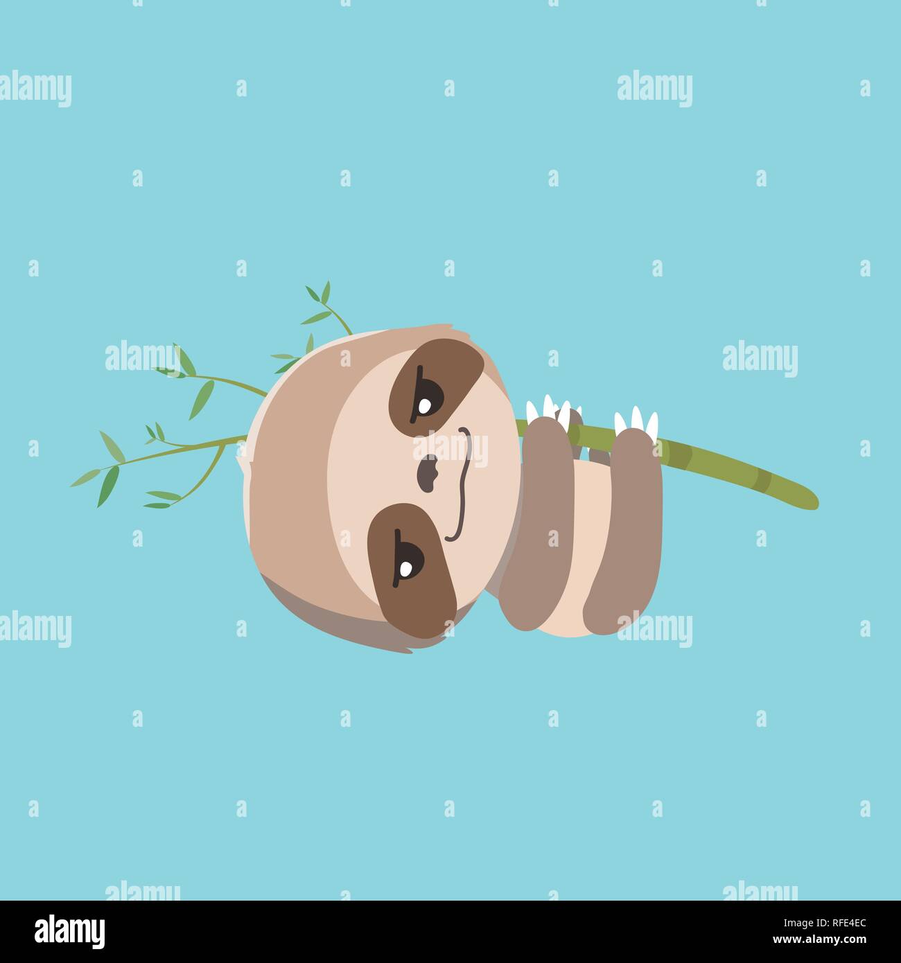 cute sloth on pastel background. Stock Vector