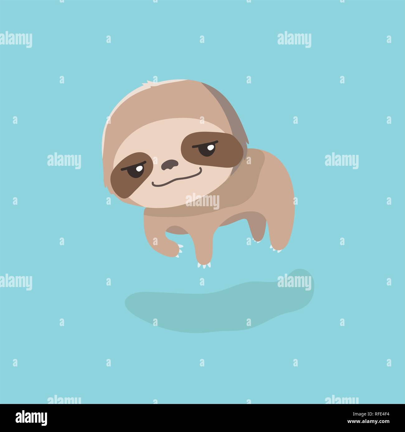 cute sloth on pastel background. Stock Vector