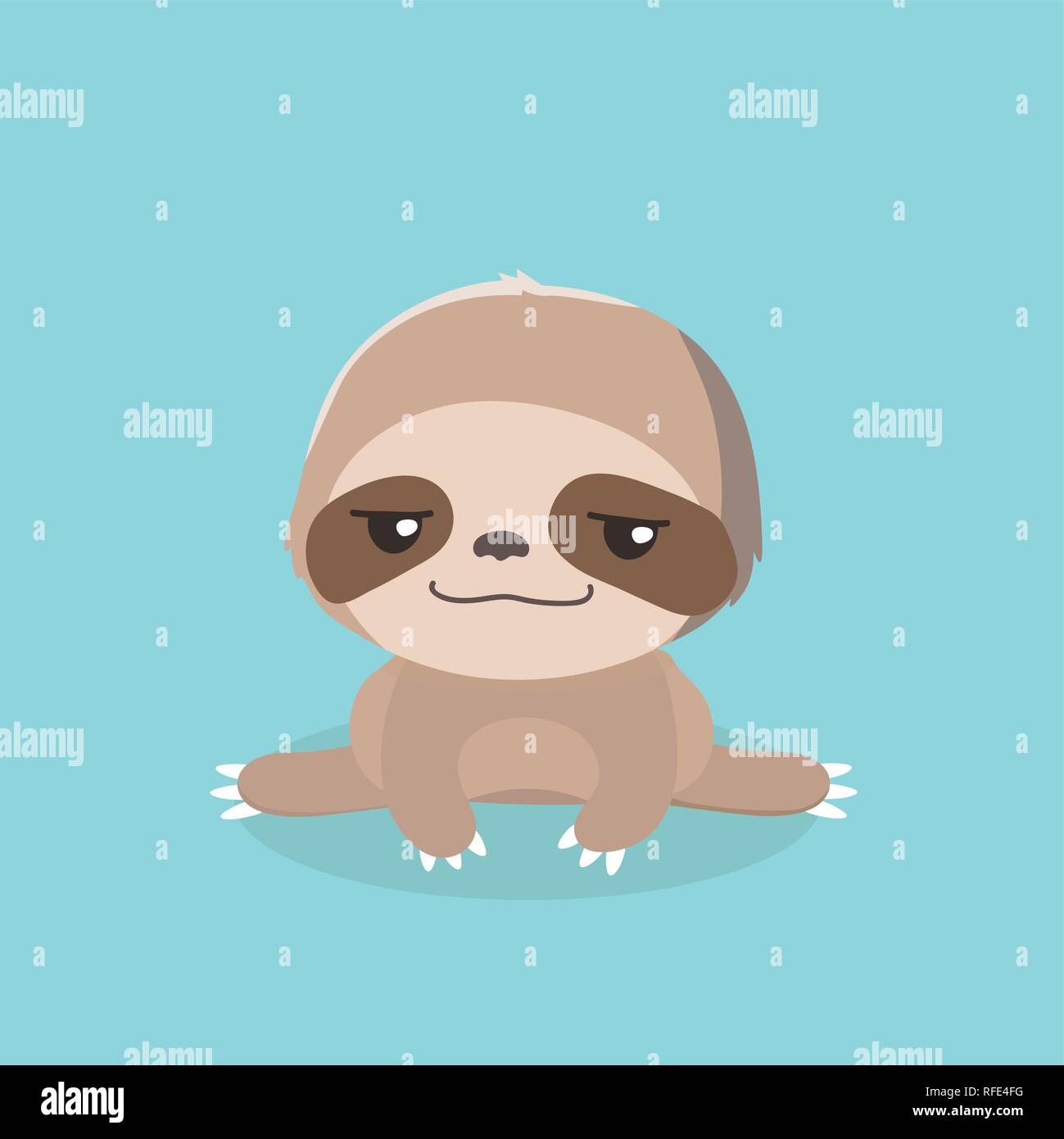 cute sloth on pastel background. Stock Vector