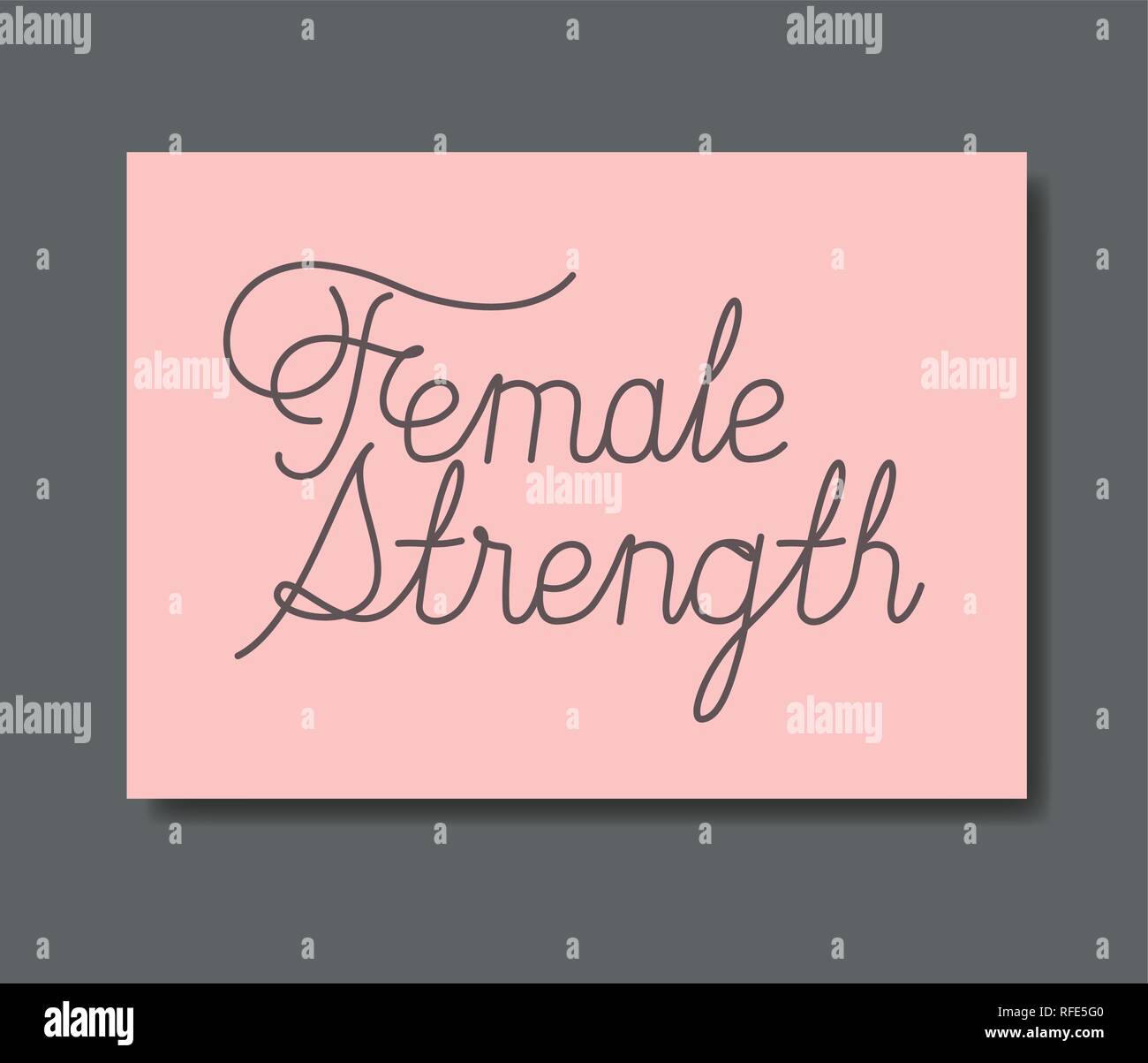 card with female strength message hand made font Stock Vector Image ...