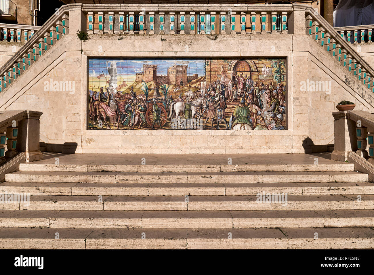 The famous ceramics in the streets of Caltagirone. Sicily Italy Stock