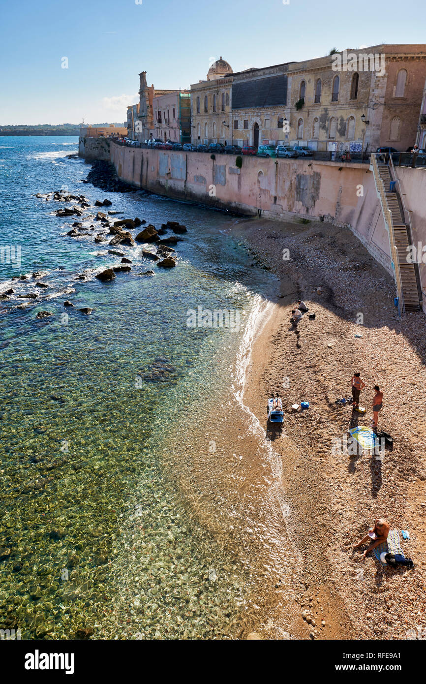 The seashore at Syracuse Ortigia. Sicily, Italy Stock Photo
