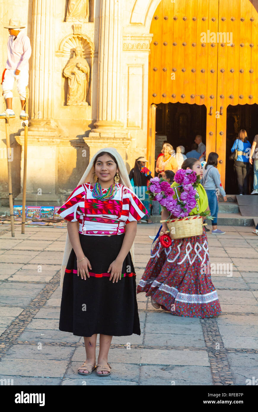 Local woman in a traditional costume, oaxaca, mexico Stock Photo