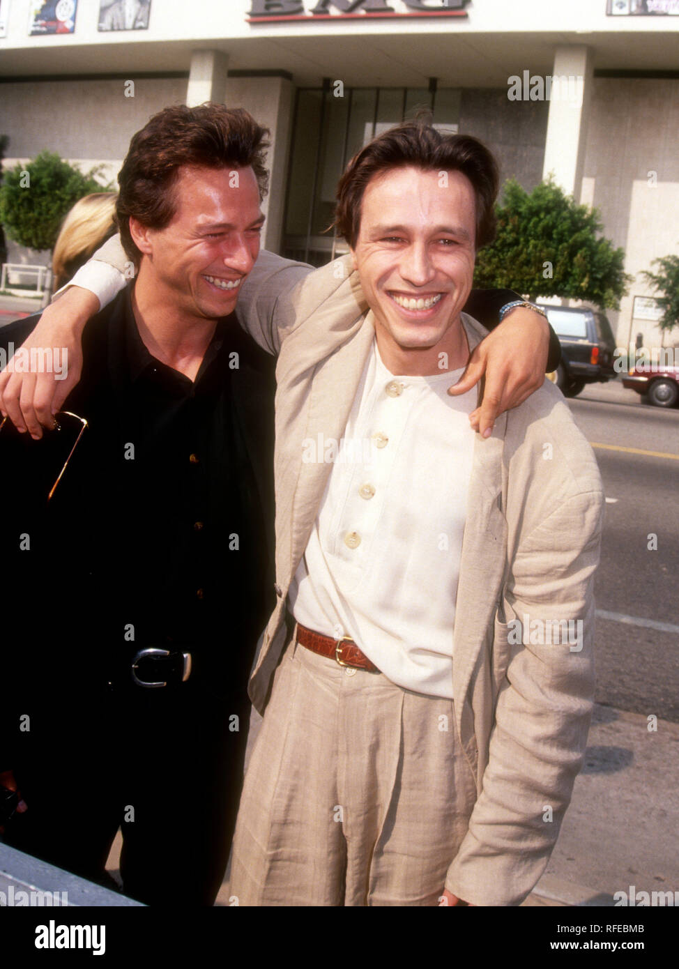 HOLLYWOOD, CA - NOVEMBER 7: Actors/brothers Jeff Wincott and Michael Wincott attend 'The Three Musketeers' Hollywood Premiere on November 7, 1993 at Pacific's Cinerama Dome in Hollywood, California. Photo by Barry King/Alamy Stock Photo Stock Photo