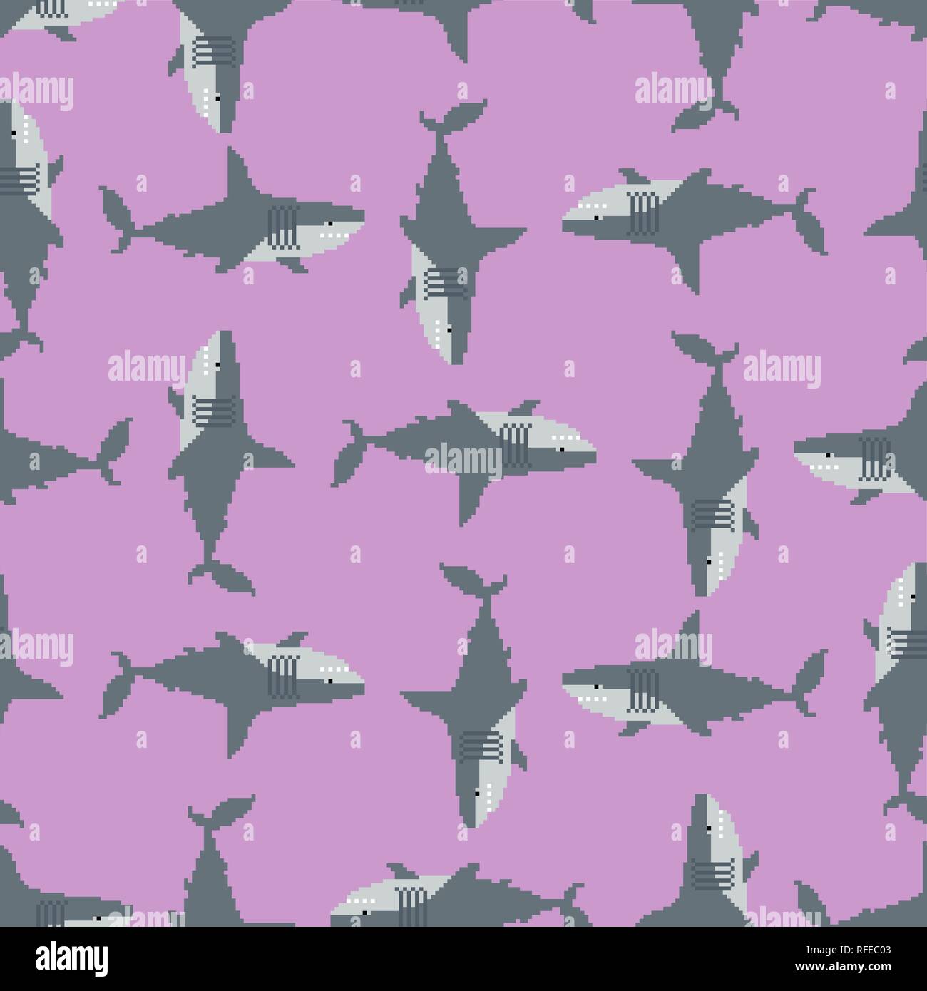 Shark pixel art pattern. Marine predator 8 bit background. graphics old ...