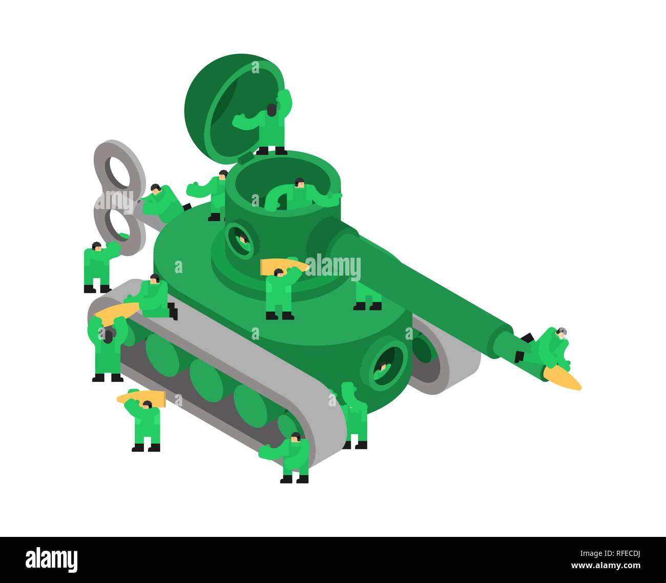 Tank toy isolated isometric style. War machine Stock Vector