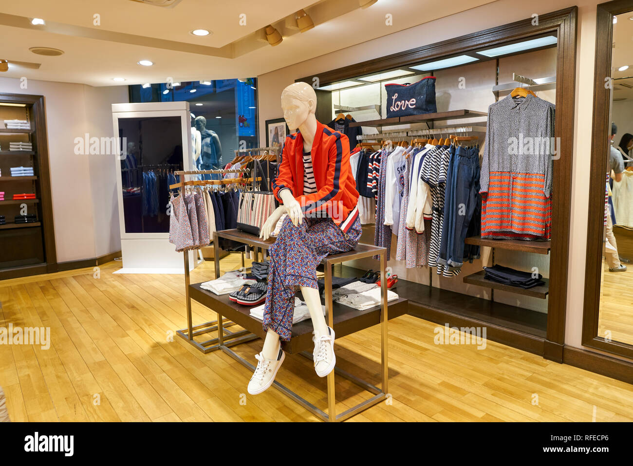 SEOUL, SOUTH KOREA - CIRCA MAY, 2017: inside a Tommy Hilfiger store in ...