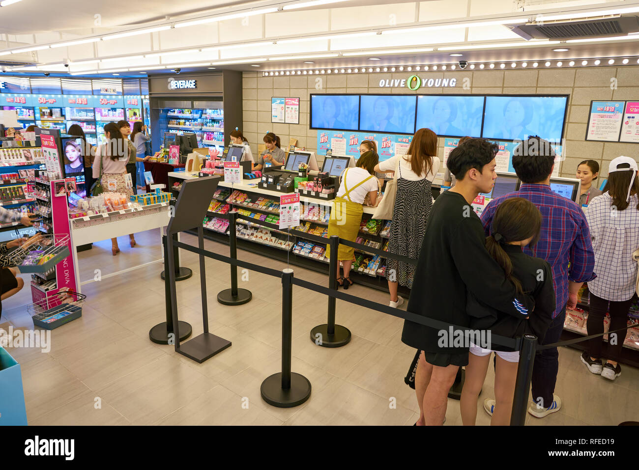 SEOUL, SOUTH KOREA CIRCA MAY, 2017 inside Olive Young store in Seoul