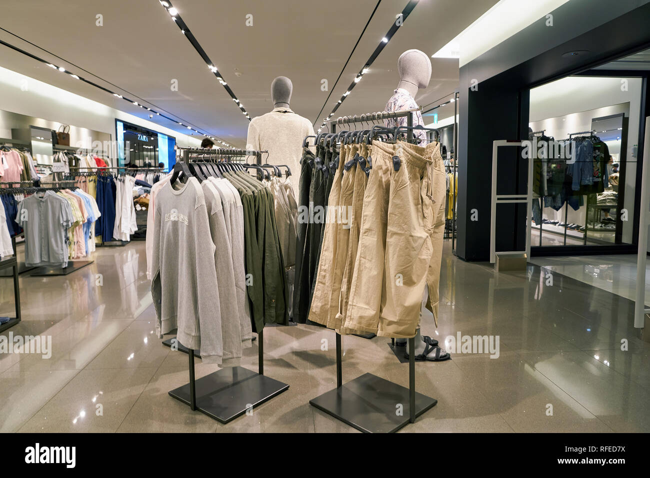 SEOUL, SOUTH KOREA - CIRCA MAY, 2017: clothing on display at a Zara store  in Seoul. Zara is a Spanish clothing and accessories retailer Stock Photo -  Alamy