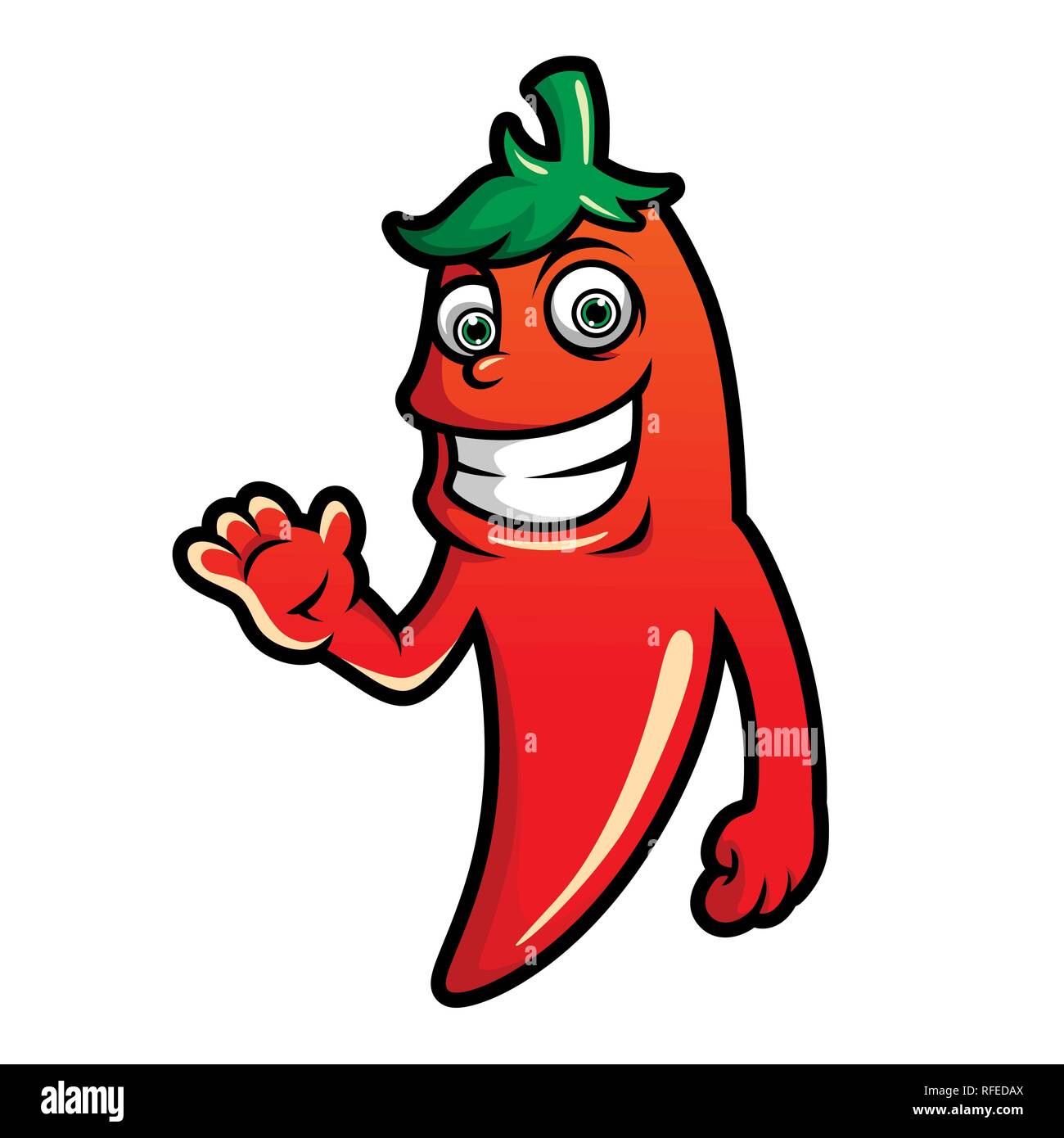 Cute red hot chilli pepper character illustration in cartoon style Stock Vector