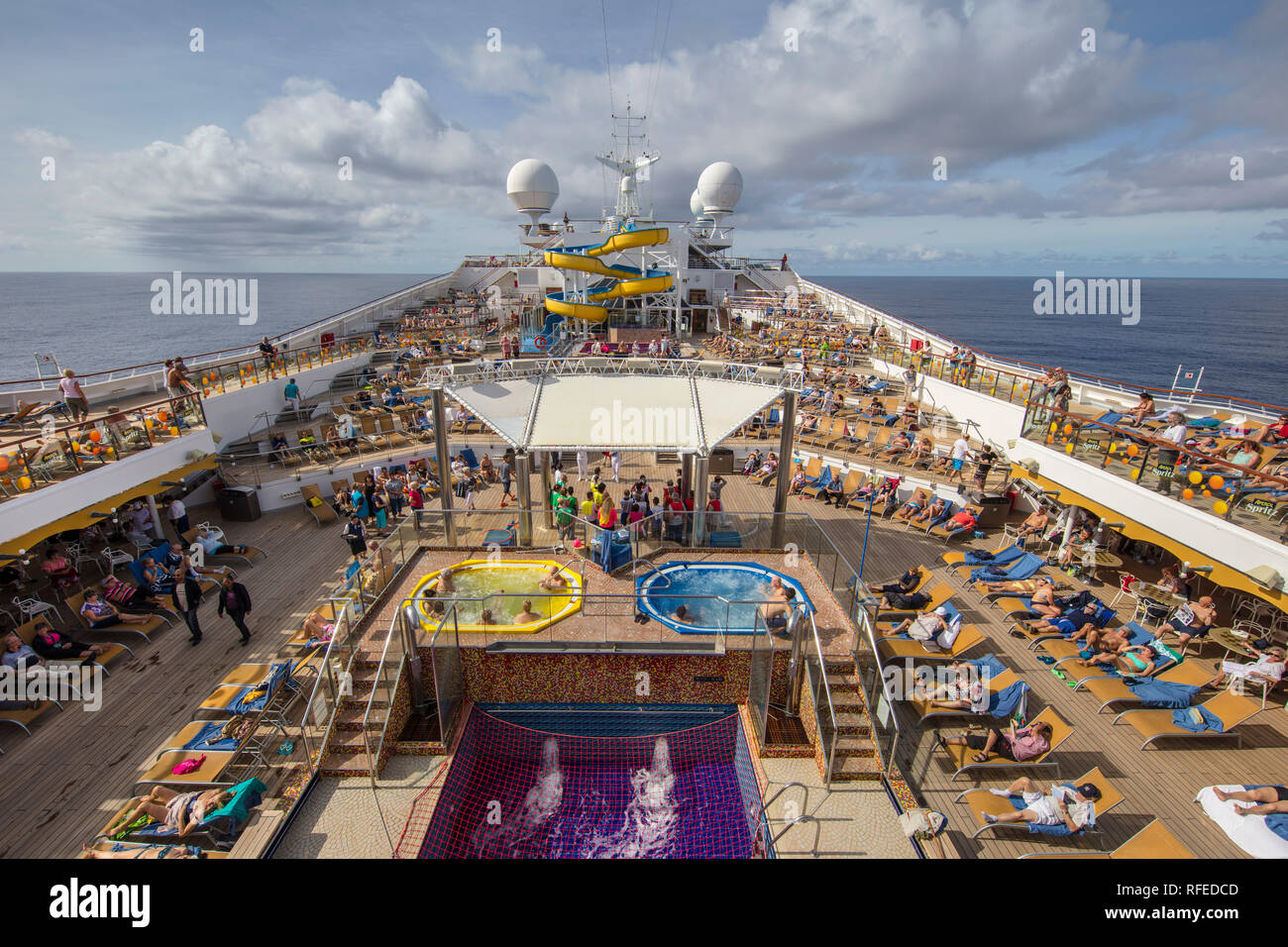 France, Fort-de-France, Life on board of cruise ship Costa Magica. Stock Photo