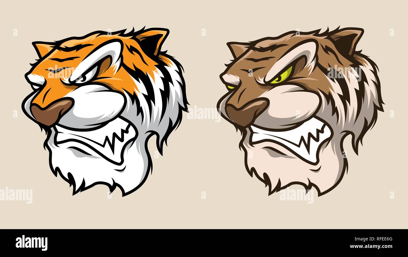 Roaring Tiger. Tiger Head Mascot Illustration Vector Stock Vector