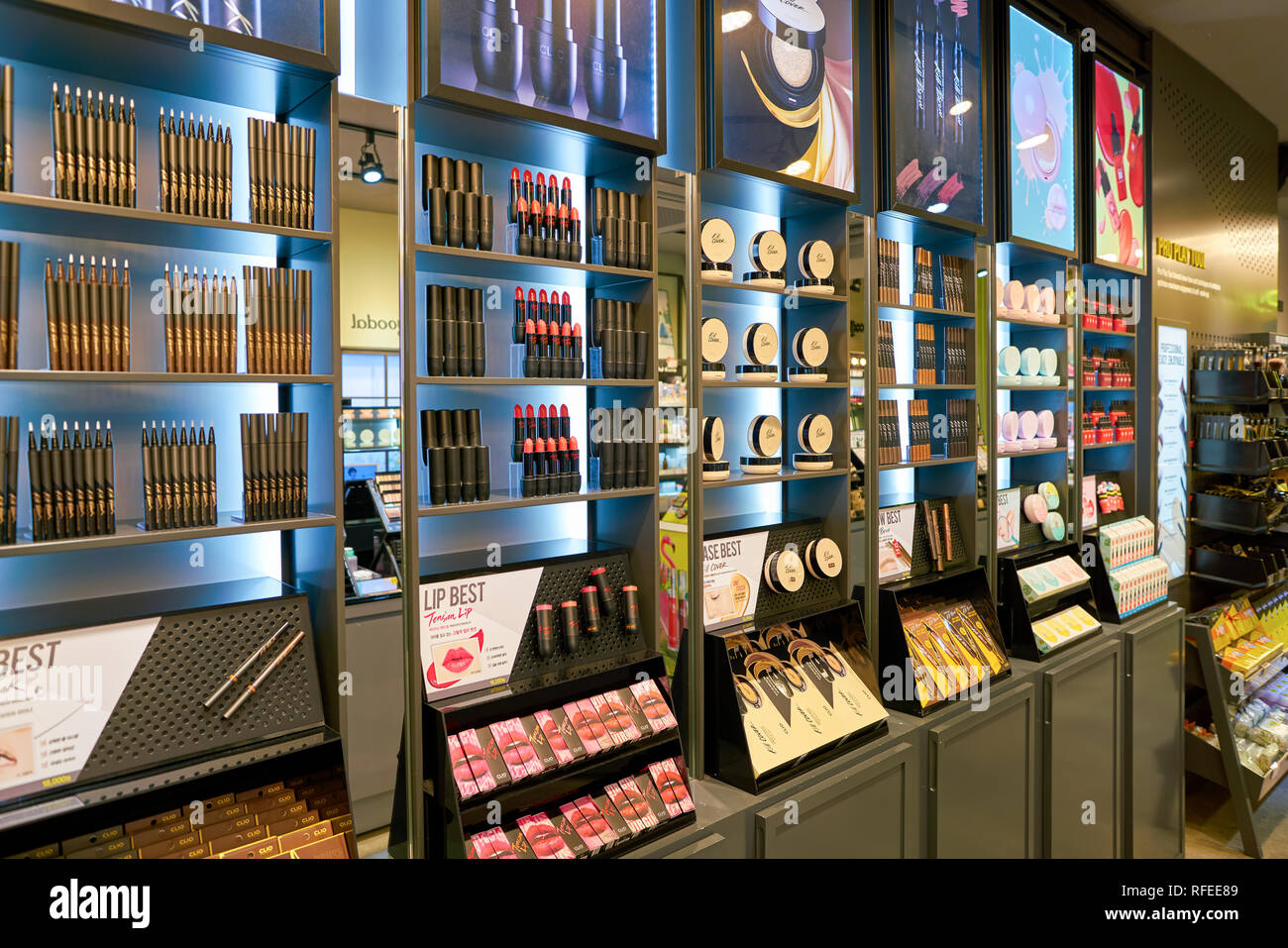 SEOUL, SOUTH KOREA CIRCA JUNE, 2017 inside a cosmetics shop in Seoul