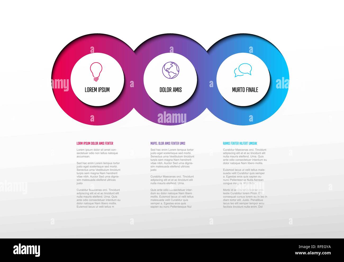 Vector multipurpose Infographic template with three elements options and modern colors on a light background Stock Vector