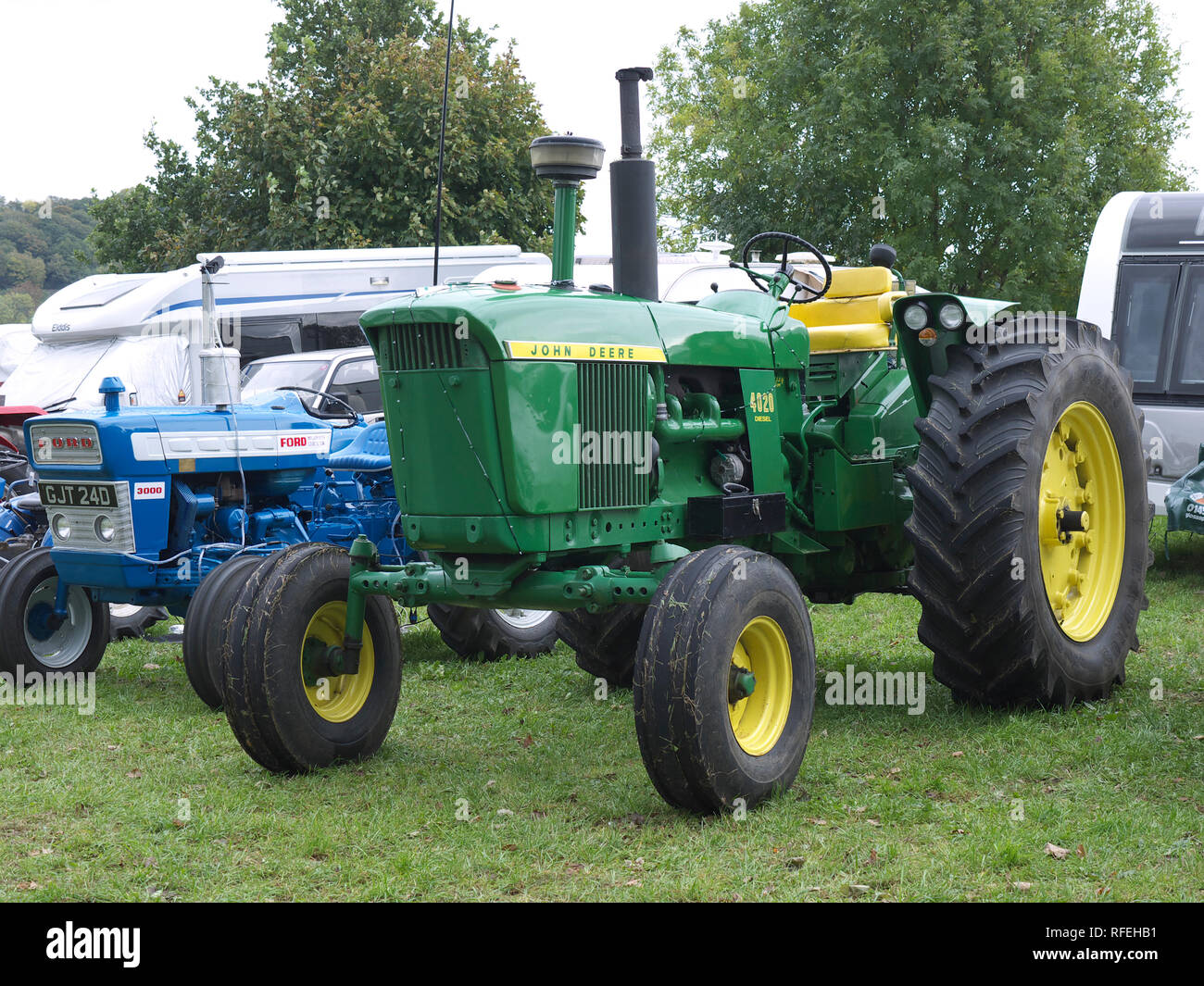 Tractors on display at Ashover festival of lights Stock Photo