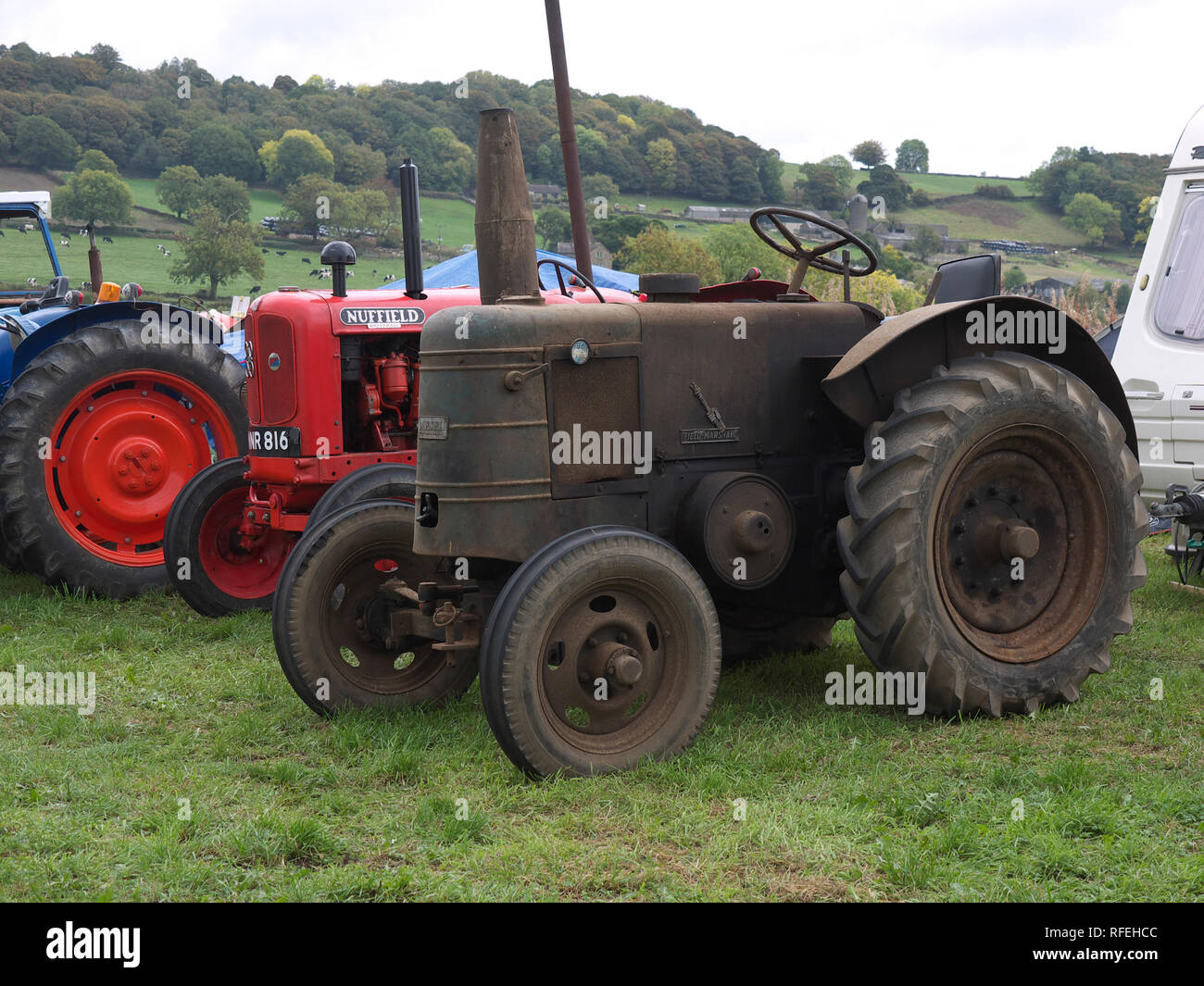 Vintage tractors at Ashover festival of lights Stock Photo