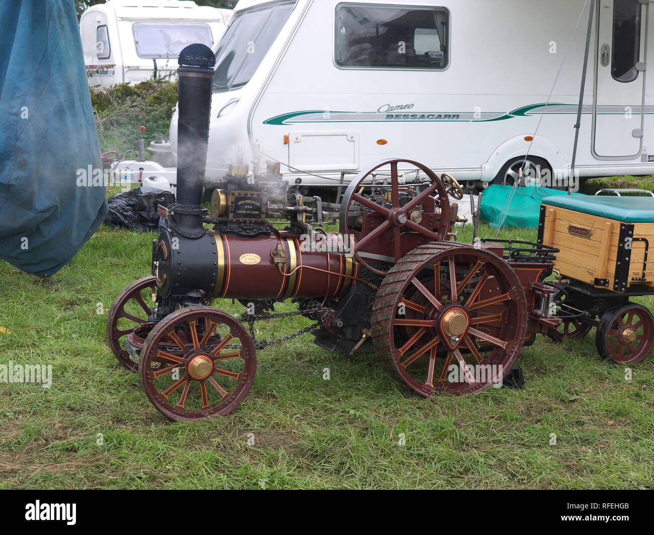 Miniature Traction engine on display at Ashover festival of lights Stock Photo