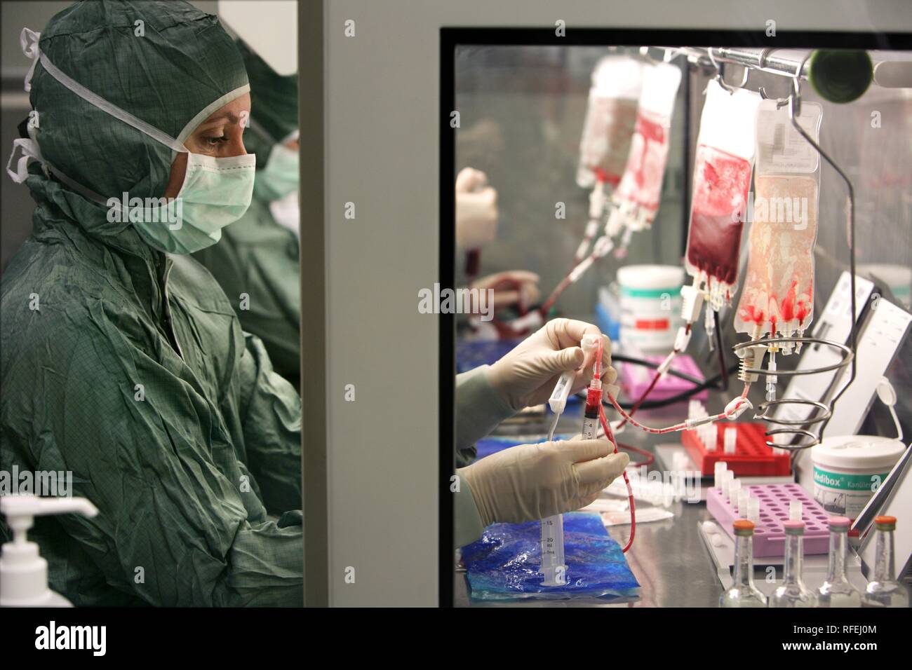 Clean room in a laboratory of the privat company Vita34, which is storing and conditioning cord blood, Dresden, Saxony, Germany Stock Photo