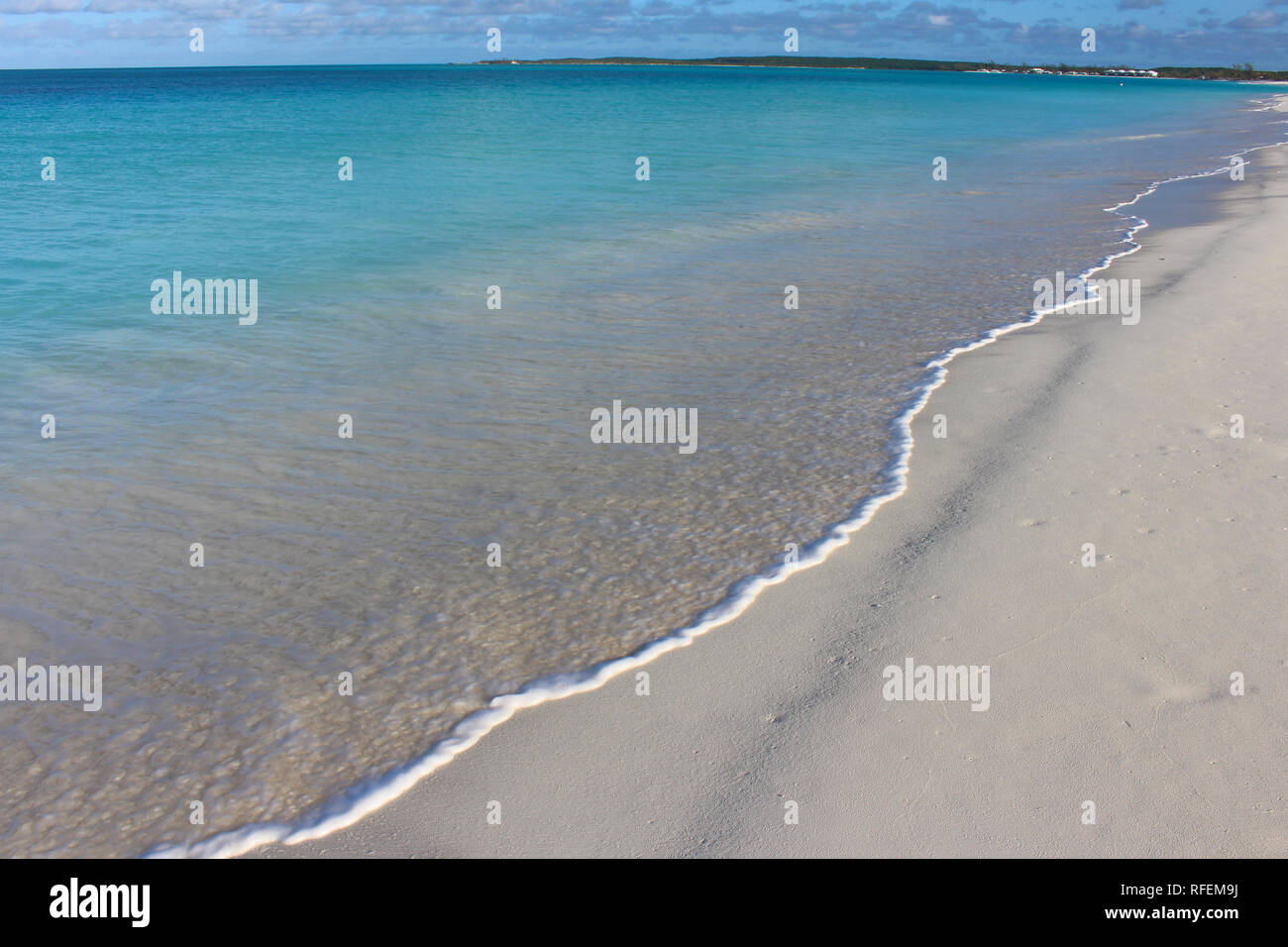 Tropical White Sand Beach With Blue Sea On Long Island In