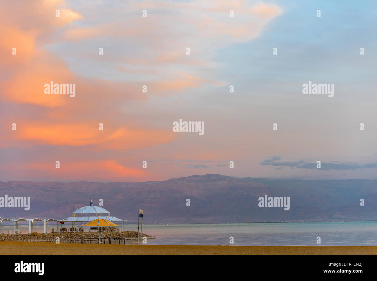 Sunset at the Dead Sea. Israel Stock Photo