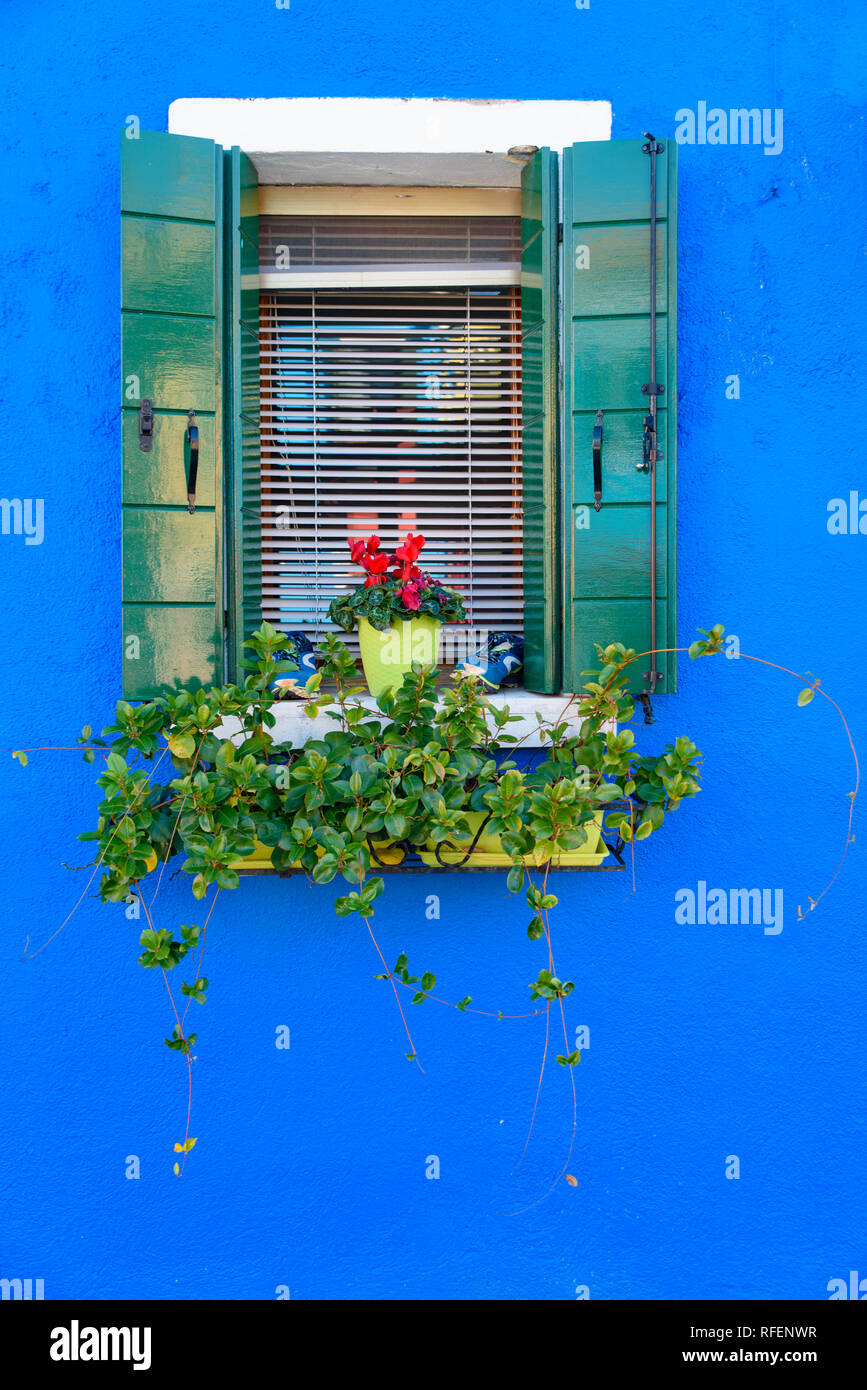 Mediterranean window decoration at Venice, Italy Stock Photo